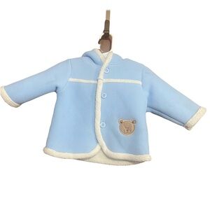 Vintage Bear Adorable Light Blue Baby Puffer Jacket